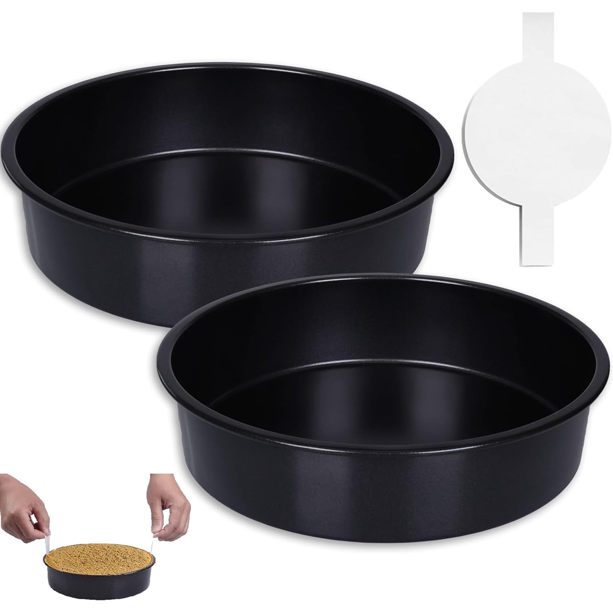8 Inch Round Nonstick Cake Pan Set for Baking with 100 Pieces Parchment ...