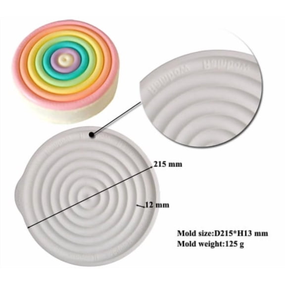 8-Inch Round Silicone Mousse Cake Mold - Creative Rainbow Ring Design for Baking and Chocolate Making