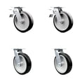 thumbnail image 1 of 8 Inch Rubber on Aluminum Caster Set with Ball Bearing 2 Total Lock Brake SCC, 1 of 2