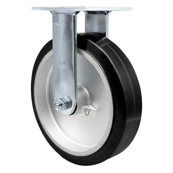 8 Inch Rubber on Aluminum Wheel Rigid Caster with Roller Bearing Service Caster
