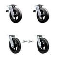 thumbnail image 1 of 8 Inch Rubber on Steel Caster Set with Ball Bearings 2 Brake 2 Swivel Lock SCC, 1 of 2