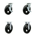 thumbnail image 1 of 8 Inch Rubber on Steel Caster Set with Roller Bearings 2 Brakes 2 Rigid SCC, 1 of 2