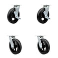 thumbnail image 1 of 8 Inch Rubber on Steel Caster Set with Roller Bearings 4 Swivel Lock 2 Brake SCC, 1 of 2