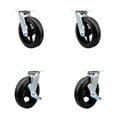thumbnail image 1 of 8 Inch Rubber on Steel Swivel Caster Set with Ball Bearing 2 Brake SCC, 1 of 2