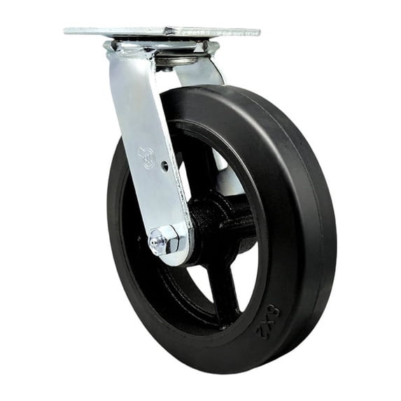 8 Inch Rubber on Steel Wheel Swivel Caster with Roller Bearing Service Caster