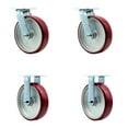 thumbnail image 1 of 8 Inch SS Poly on Aluminum Caster Set with Roller Bearings 2 Swivel Lock 2 Rigid, 1 of 2