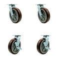 thumbnail image 1 of 8 Inch SS Polyurethane Swivel Caster Set with Delrin Bearings 2 Brakes SCC, 1 of 2