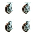 thumbnail image 1 of 8 Inch SS Polyurethane Swivel Caster Set with Delrin Bearings and Brakes SCC, 1 of 2
