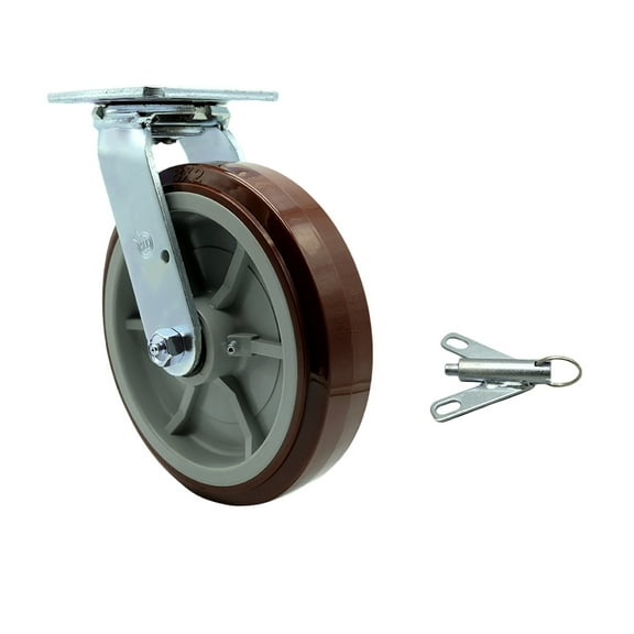 8 Inch SS Polyurethane Swivel Caster with Ball Bearing and Swivel Lock SCC