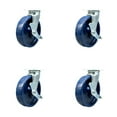 thumbnail image 1 of 8 Inch SS Solid Poly Caster Set with Delrin Bearings 4 Brakes 2 Swivel Locks SCC, 1 of 2