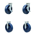 thumbnail image 1 of 8 Inch SS Solid Poly Caster Set with Roller Bearings 2 Brakes 2 Rigid SCC, 1 of 2