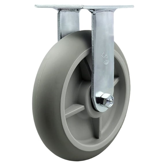 8 Inch SS Thermo Rubber Donut Tread Wheel Rigid Caster with Delrin Bearing SCC