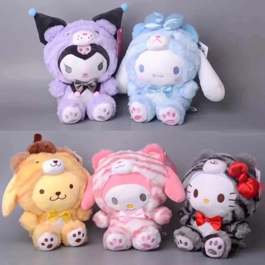 8 Inch Sanrio Plush Toys Hello Kitty Kuromi Pillows Cinnamoroll My Melody Plushie Girl Toys Dolls Gifts (5 pcs)