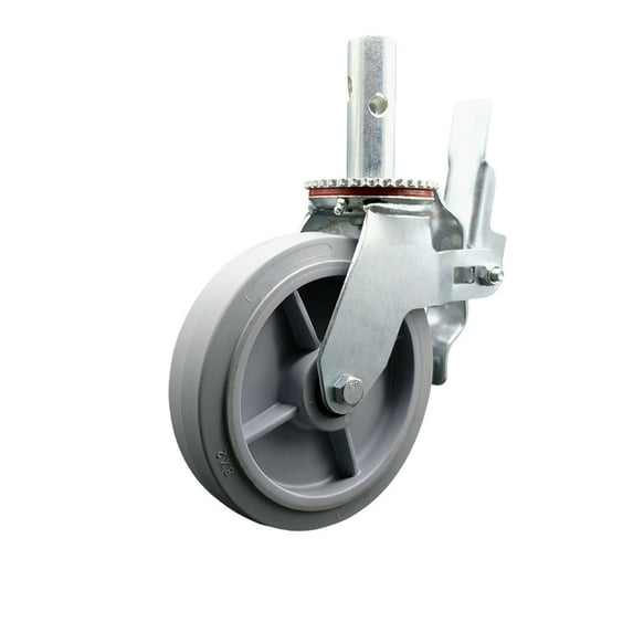 8 Inch Scaffold Caster w/1-3/8 Inch Round Stem with Brake – Service Caster Brand