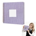 thumbnail image 1 of 8 Inch Scrapbook Photo Album Linen Cover 23 Sheets/ 46 Pages, Hardcover Kraft White Pages Memory Book, for Travel Wedding Guest Book Christmas Baby Shower & Instant Photos, PUrple, 1 of 5