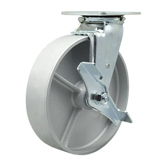 8 Inch Semi Steel Swivel Caster with Ball Bearing and Brake Service Caster