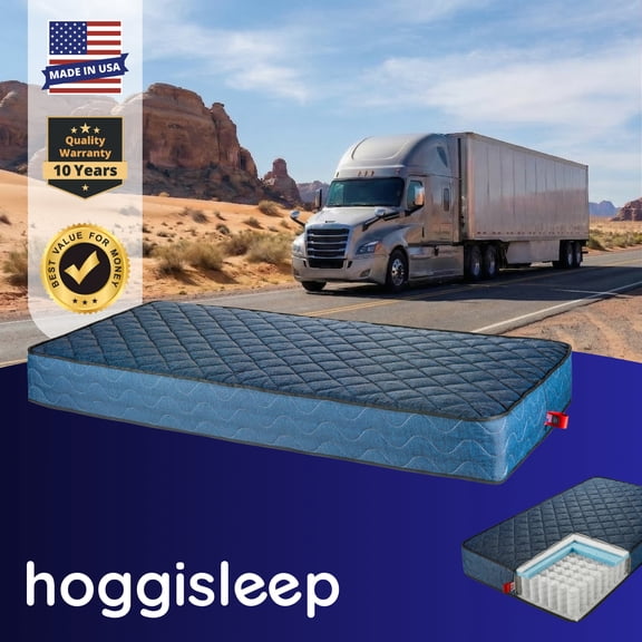 8 Inch Semi Truck Mattress 38x80, Pocket Coil & Memory Foam Hybrid Mattress, Wide size, Medium Firm Feel, DOT Compliant Non Woven, Certified Only Safe Foams, Easy Bed in a Box Mattress, Made in USA