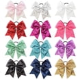 thumbnail image 1 of 8 Inch Sequins Bow Ponytail Holder, Happon 12 Pcs Sparkly Cheer Bow Hair Tie with Rubber Bands, Large Cheer Hair Bows for Cheerleaders, Women, Girls, 1 of 8