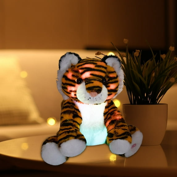 8-Inch Seven Color Light Up Tiger Doll Light Up Plush Figure,Soft LED Lint Toy Luminous Glowing Stuffed Animal Plush Toys ,Birthday Holiday Gift for Kids & Home Decor (20cm)