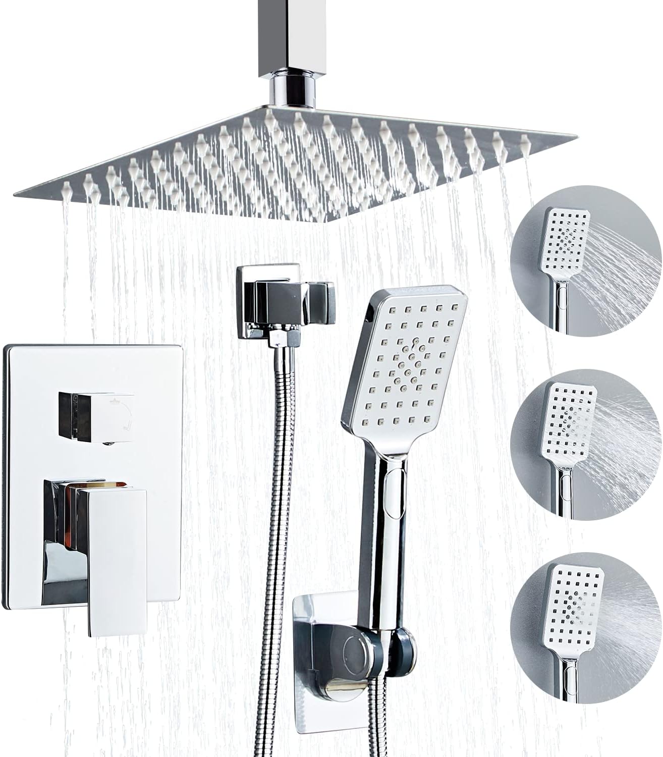 8 Inch Shower Faucet Set High Pressure Rainfall Shower System Ceiling 