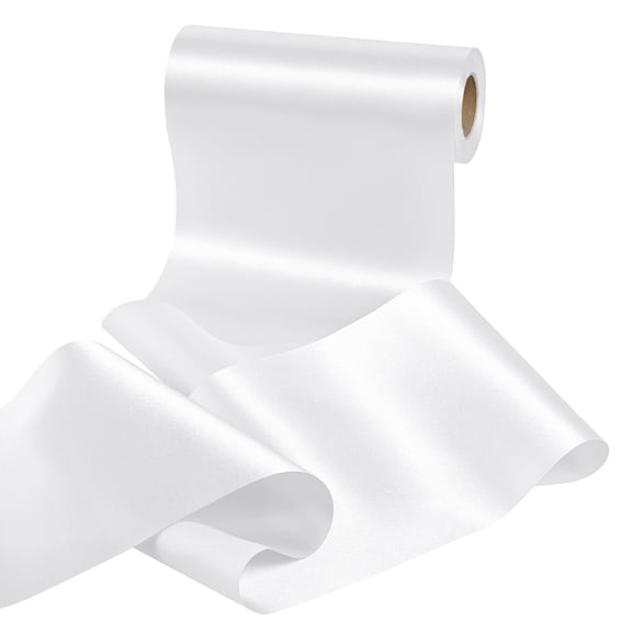 GTYBOVA 8 Inch Silk Satin Ribbon – 25 Yards , Frayed Edge for Gift Wrapping, Wedding Bouquets, Baby Shower Decor, Bridal & Holiday Crafts White