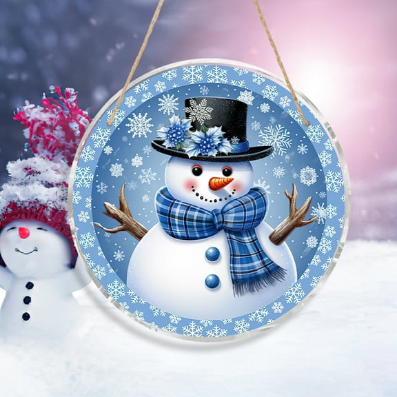 8 Inch Snowman PVC Wall Sign - Pre-Strung Clear Holiday Decor for Indoor Christmas Display​​ Clear
