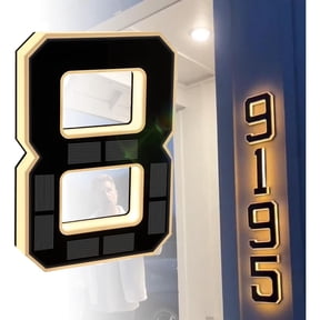 8 Inch Solar Lighted House Numbers for Outside, Light Up Waterproof LED Address Numbers Signs for Houses, Large Personalized Illuminated Exterior Modern House Numbers Light