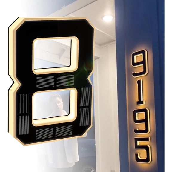 8 Inch Solar Lighted House Numbers for Outside, Light Up Waterproof LED Address Numbers Signs for Houses, Large Personalized Illuminated Exterior Modern House Numbers Light