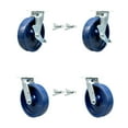 thumbnail image 1 of 8 Inch Solid Polyurethane Caster Set with Roller Bearings 4 Swivel Lock 2 Brake, 1 of 2