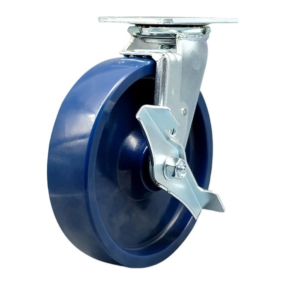 8 Inch Solid Polyurethane Swivel Caster with Ball Bearing and Brake SCC