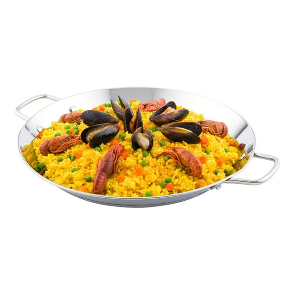 Met Lux Round Stainless Steel Paella Pan - Induction Ready - 11" x 8" x 1 1/2" - 1 count box