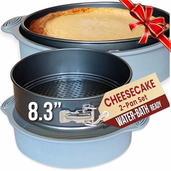 8 Inch Springform Cake Pan NONSTICK - Cheesecake Pan with Silicone Sleeve – NO LEAKS in Water Bath - No Foil Wrap Needed - Easy Cake Release – Sturdy Build - Heavy-Gauge Carbon Steel 0.4 mm