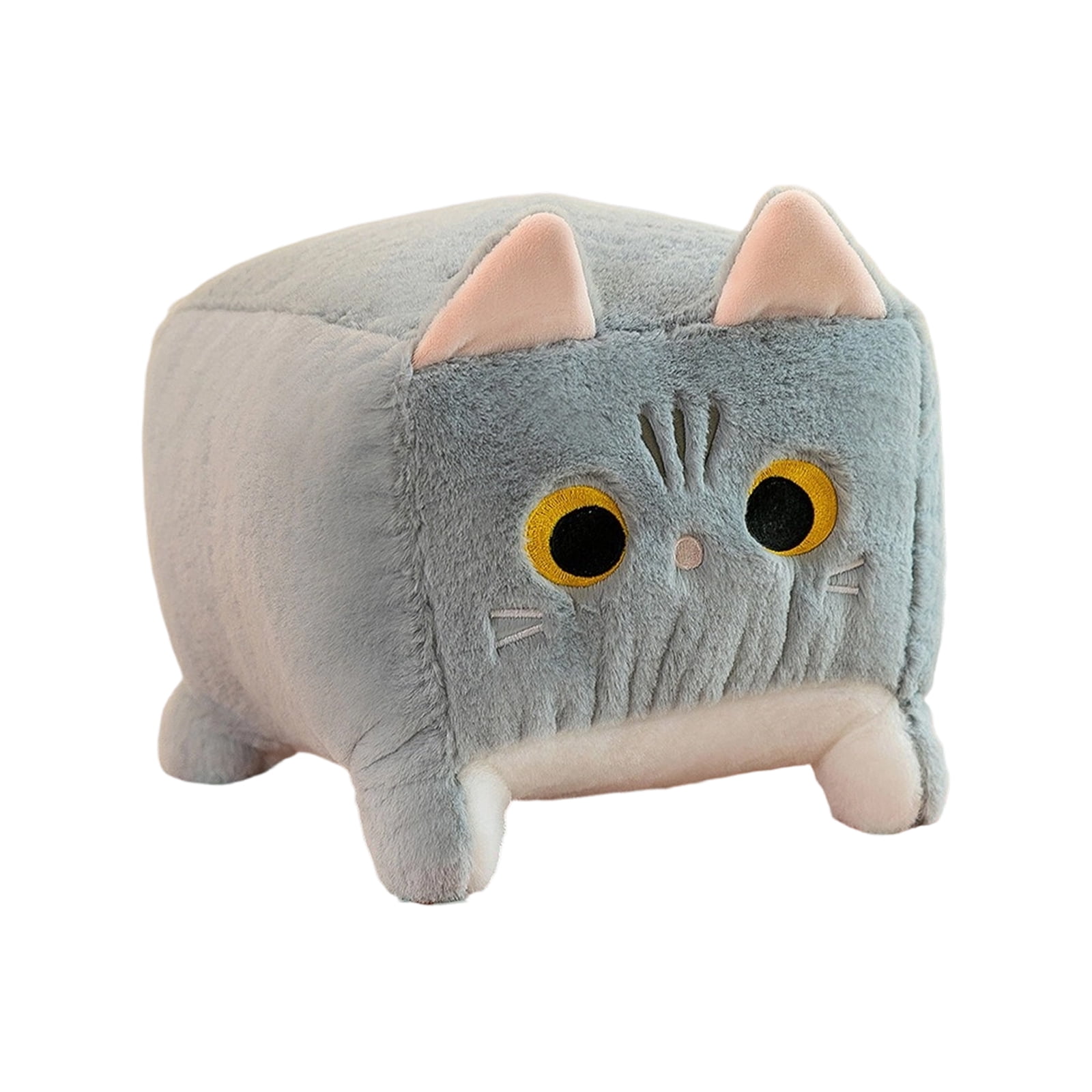 8 Inch Square Cube Cat Plush Toy, Boxy Kitten Stuffed Animal Soft