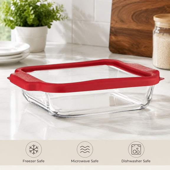 8 Inch Square Glass Baking Dish with Lid  Oven Safe Cake Pan for Baking, Casserole, and Cooking