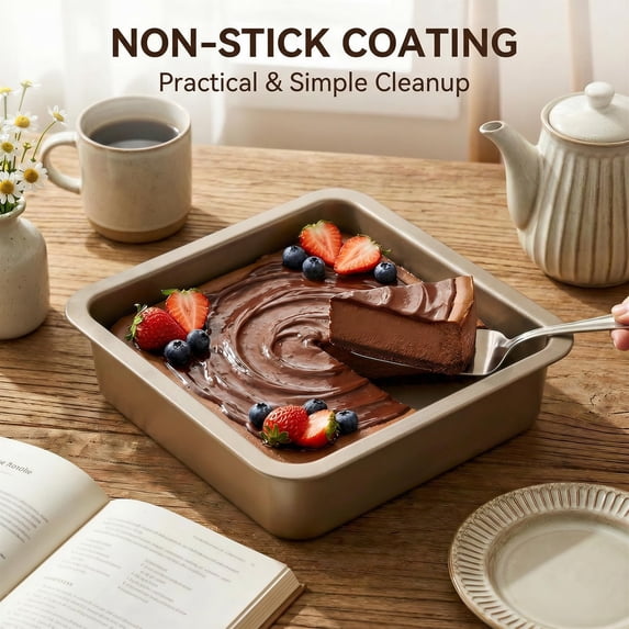 8 Inch Square Non-Stick Baking Pan 8-Piece Set, Heavy Duty Oven Safe Up to 450°F Pan for Home & Small Catering Baking