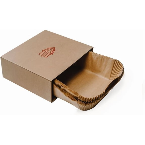 8 Inch Square Pre-Formed Parchment Paper, Plastic Free Packaging, Natural Unbleached Food Grade Non-Stick Liners, High Heat Safe, Designed in USA, 50 Sheets