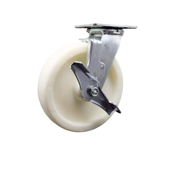 8 Inch Stainless Steel Nylon Swivel Caster with Roller Bearing and Brake SCC