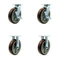 thumbnail image 1 of 8 Inch Stainless Steel Polyurethane Caster Set with 2 Brakes/Swivel Lock 2 Rigid, 1 of 2