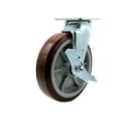 thumbnail image 1 of 8 Inch Stainless Steel Polyurethane Swivel Caster with Roller Bearing and Brake, 1 of 2