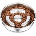 thumbnail image 1 of 8-Inch Stainless Steel Slow Feeder Dog Bowl – 2-Cup Capacity, Heavy Duty with Non-Slip Rubber Base, Promotes Healthy Digestion for Medium & Large Dogs, 1 of 6