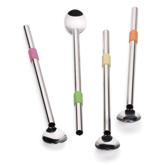 8 Inch Stainless Steel Spoon Straw (Set of 4)