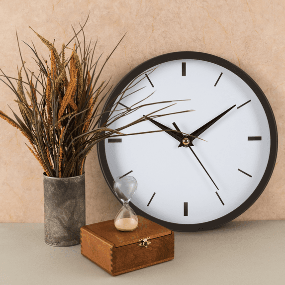 8-Inch Stainless Steel Wall Clock – Silent Battery-Operated Brushed Metal Finish, Black Dial for Modern Living Room, Bedroom, Office