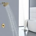 thumbnail image 1 of 8-Inch Stainless steel/Brass Round Rainfall Showerhead with Ceramic Faucet Control Valve, 6.7 Inch Extension Arm, Wall mounted Head Shower-Golden Brushed(Without Hand shower), 1 of 5