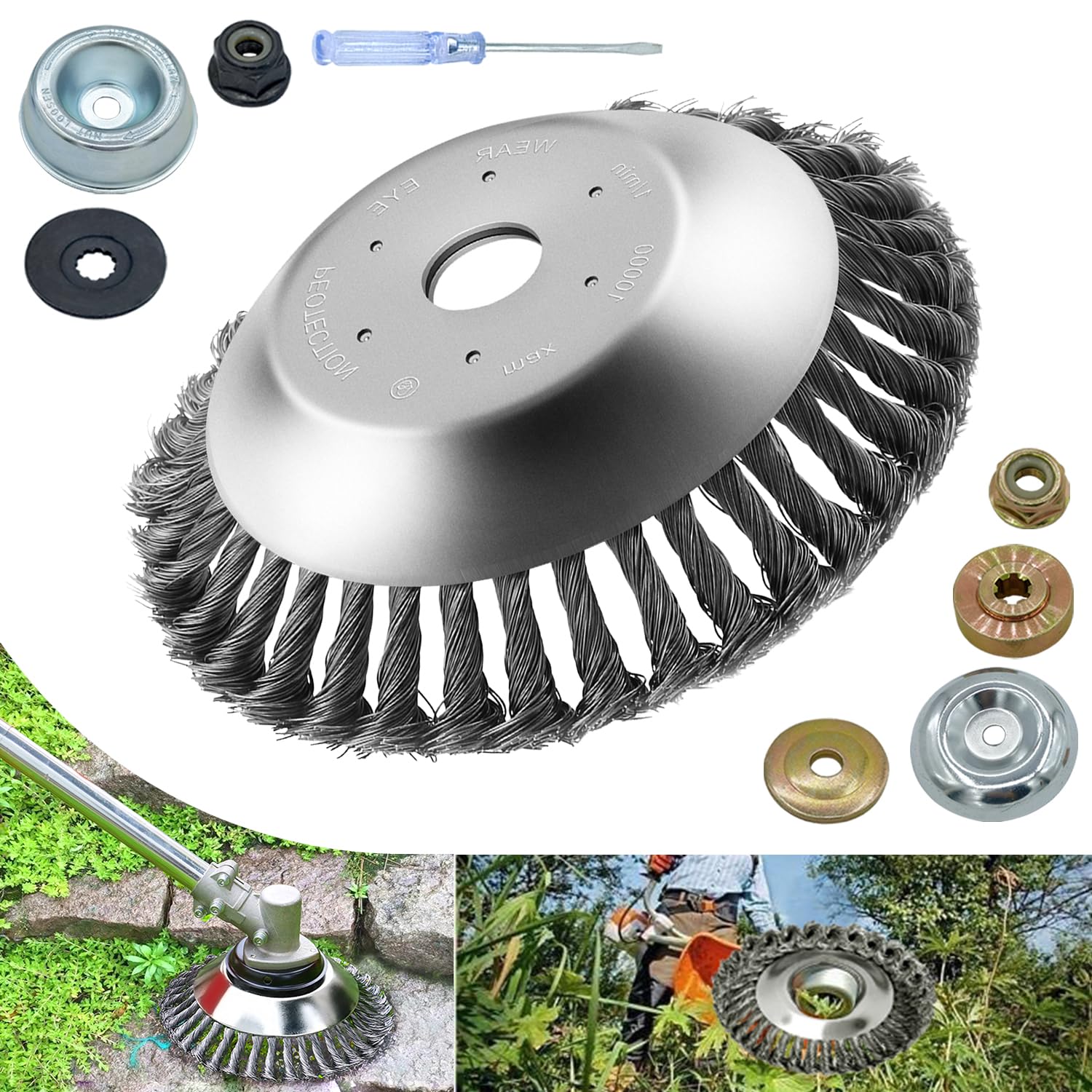 8 Inch Steel Wire Rotary Weed Brush Cutter Trimmer Head for Weed Cutter