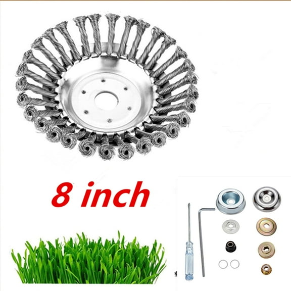 8 Inch Steel Wire Weed Wheel Brush Cutter Trimmer Head, Weed Trimmer Blade Head for Weed Eater,Brush Cutter,Weed Wrackers with 2 Pack of Adapters kit for Weed Wacker