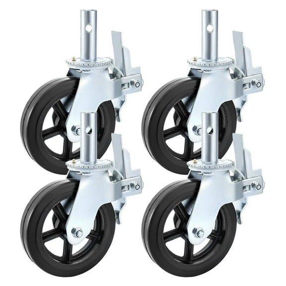 8 Inch Swivel Casters with Brake - 4 Pack, 1100LBS Capacity - Heavy Duty Polyurethane Wheels for Furniture, Workshop, Garage, Industrial Equipment