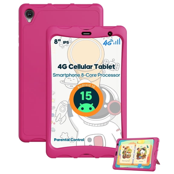 8 Inch Tablet with SIM Card Slot Unlocked, 4G LTE Android Tablet with Case, HD IPS Display, MediaTek Octa-Core CPU, 12GB + 64GB +2TB Expandable, 5G Wi-Fi, GPS, 5100mAh, Pink