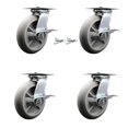 thumbnail image 1 of 8 Inch Thermoplastic Caster Set with Ball Bearing 4 Brake and 2 Swivel Lock SCC, 1 of 2