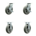 thumbnail image 1 of 8 Inch Thermoplastic Rubber Caster Set with Ball Bearings 2 Brakes 2 Rigid SCC, 1 of 2