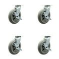 thumbnail image 1 of 8 Inch Thermoplastic Rubber Caster Set with Roller Bearing 4 Brake 2 Swivel Lock, 1 of 2